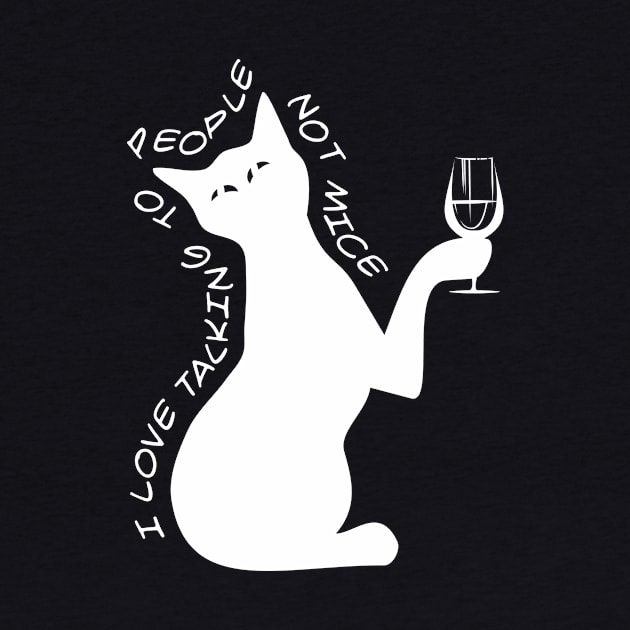 Cat with a glass (white print) by aceofspace